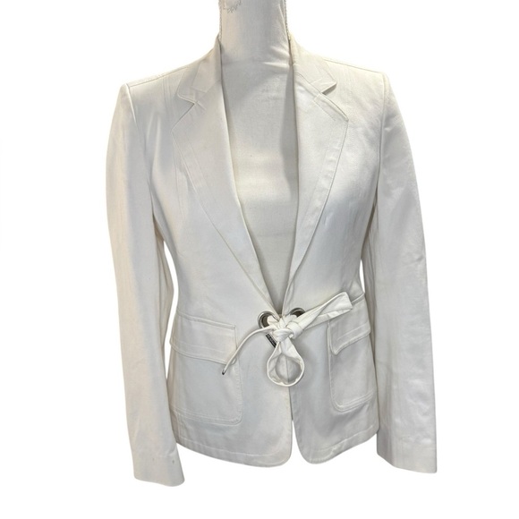 Burberry Off White Tie Close Blazer - Picture 2 of 15